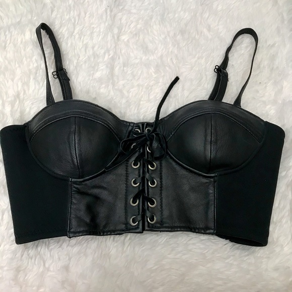 🚨 SOLD 🚨 Vintage Black Leather Bustier - Picture 3 of 8